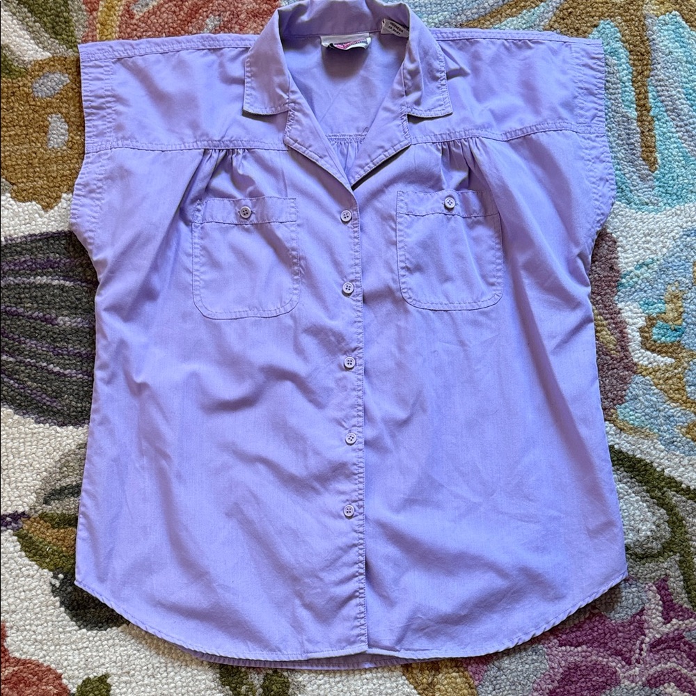 Vintage Lavender Button-Up Blouse
